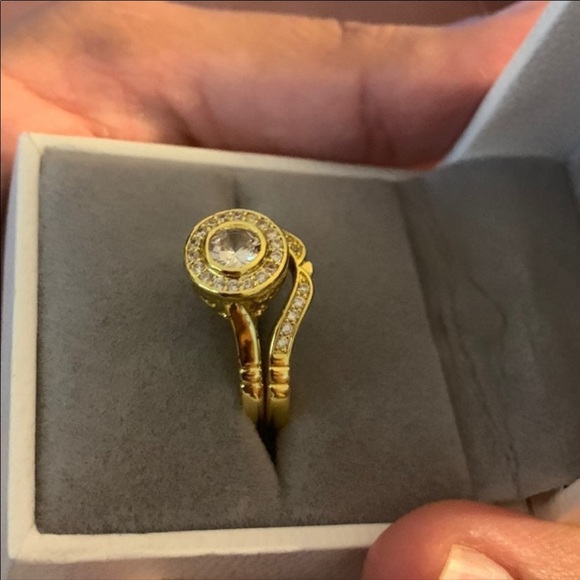 14k gold plated bridal ring set - Picture 3 of 12